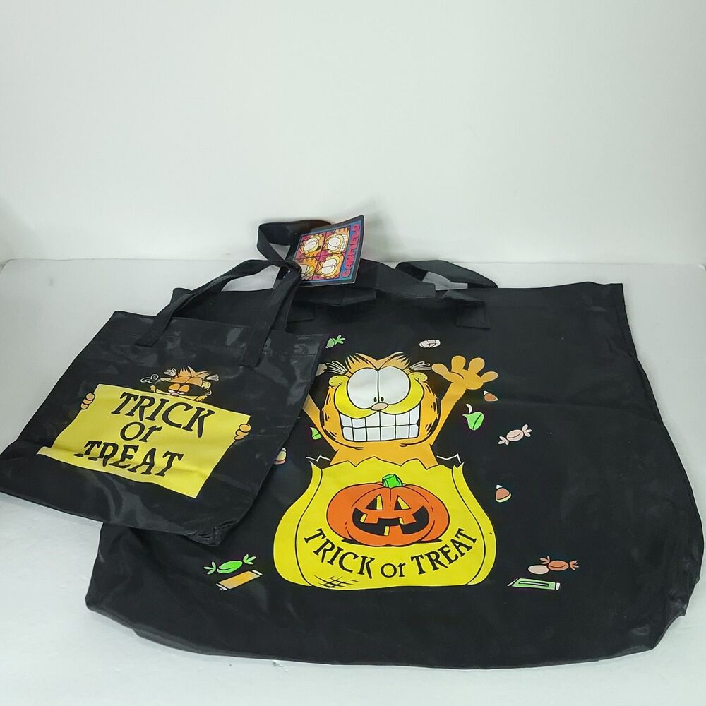 2 Vintage Garfield In Bag Mask Trick or Treat Halloween Candy Lot 1978 New Tags